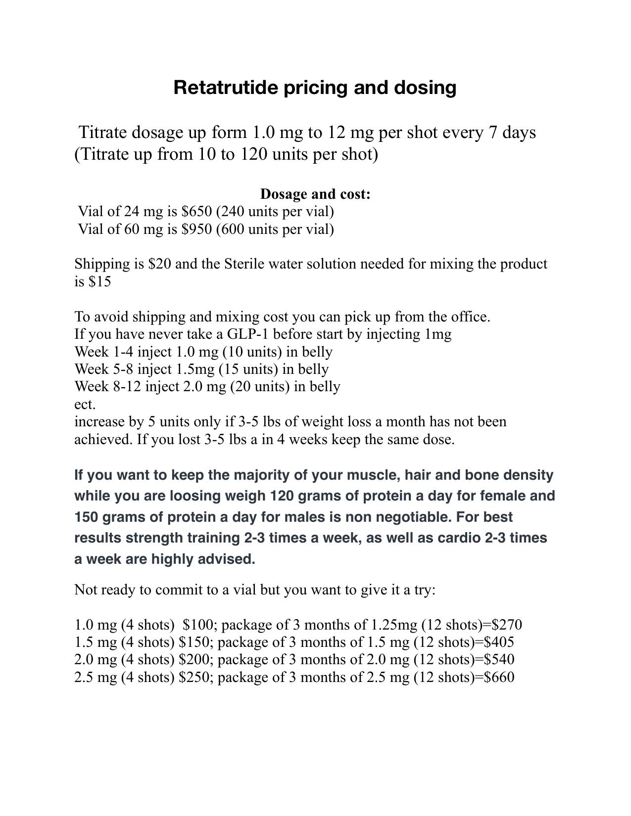 Triple Receptor Agonist for Weight Loss — Pricing & Dosing — page 1 of 1