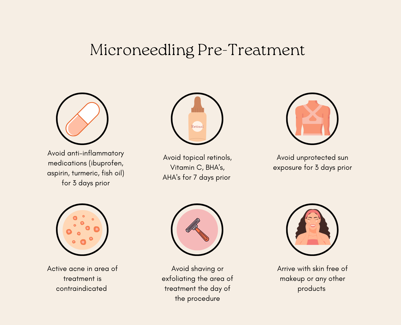 Microneedling pre-treatment instructions — avoid retinols, anti-inflammatories, sun exposure and shaving before your appointment at Eternal Beauty Lifestyle Clearwater Spa